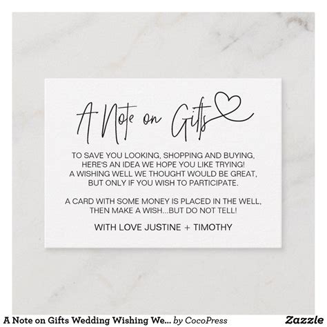 note  gifts wedding wishing  card heart zazzlecom