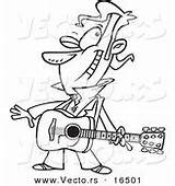 Outlined Guitarist Winking sketch template