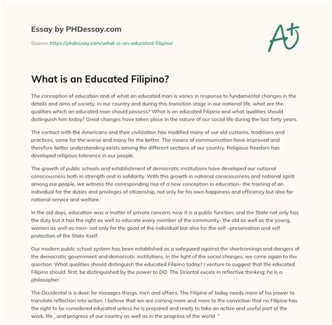 educated filipino summary essay   words