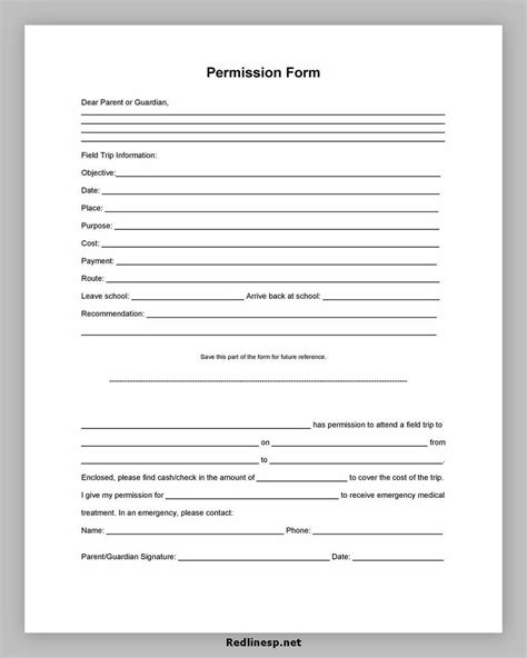 permission slip template redlinesp