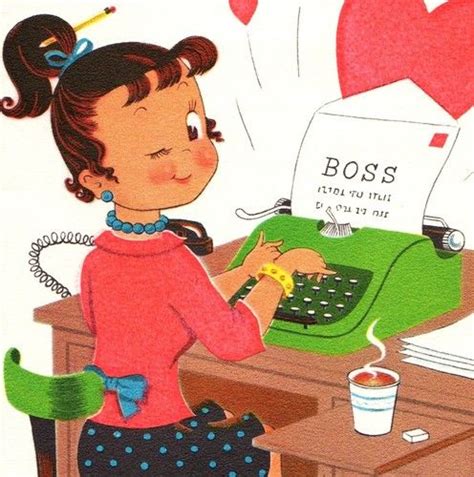 secretary typing letter to boss on manual typewriter boss