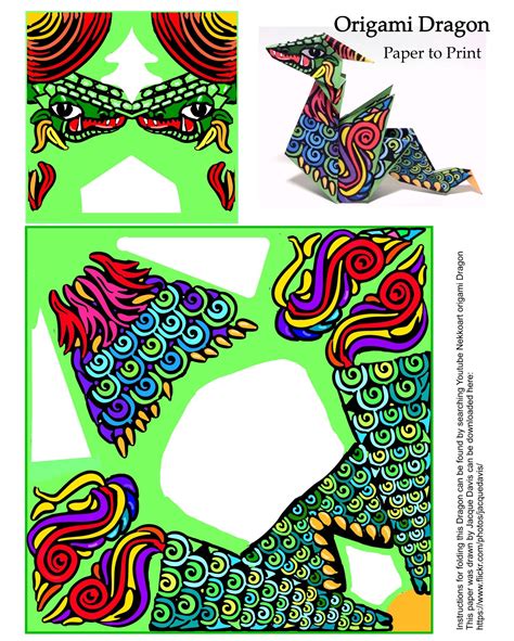 origami dragon template  printable papercraft templates