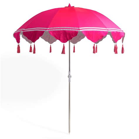 pink taffeta garden parasol  tassels  east london parasol company