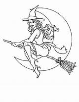 Halloween Coloring Pages Witch Printable Beuatiful Flying Para Colorear Dibujos Bruja Broom Color Print Adult Imprimir Stick Sheet sketch template