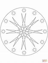 Coloring Mandala Simple Stars Pages sketch template