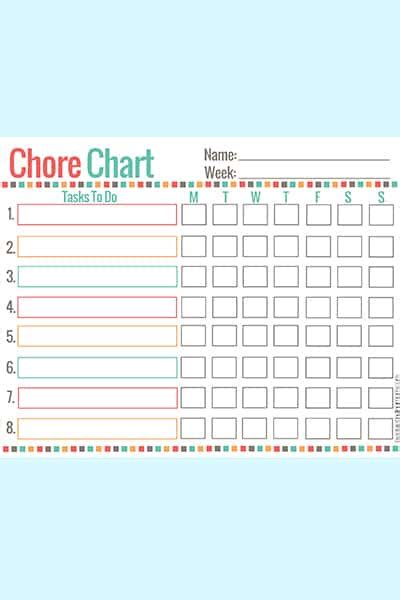 printable chore chart  kids freebie finding mom