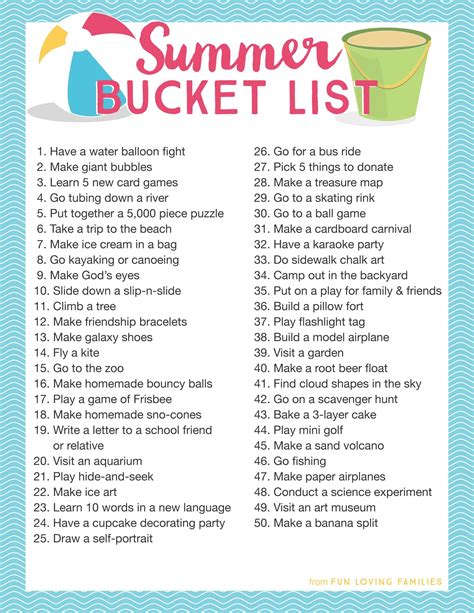 summer bucket list  families fun loving families
