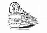 Russian Dolls Perspective Coloring Adult Pages Effect sketch template