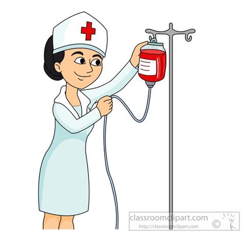 medical clipart nurse at hospital setting up iv drip