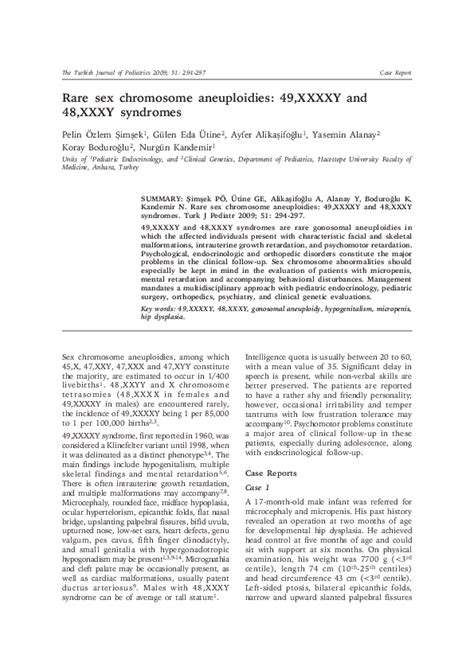 Pdf Rare Sex Chromosome Aneuploidies 49 Xxxxy And 48 Xxxy