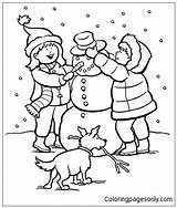 Coloring Pages Building Winter Snowman Printable Color Print Kids Online Nature sketch template