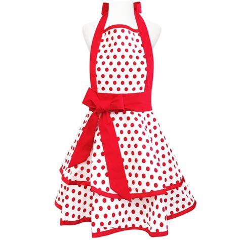 Wrapables Classic Vintage Apron Sexy Cooking Apron Red Dot Walmart