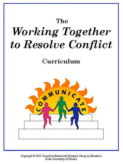 working together to resolve conflict curriculum behavior management resource guide