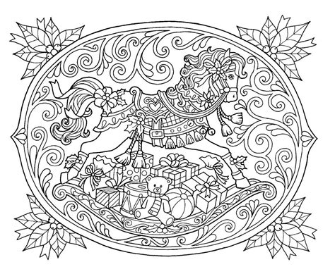 christmas rocking horse coloring page coloring books horse coloring