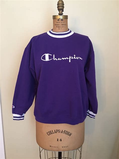 vintage champion big logo spellout sweatshirt purple champion etsy vintage champion