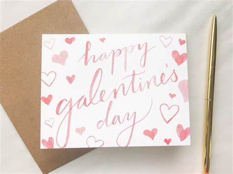 galentines day card happy galentines day watercolor notecard pretty