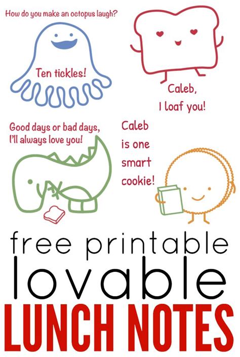 printable lovable lunch notes   teach  child lunch