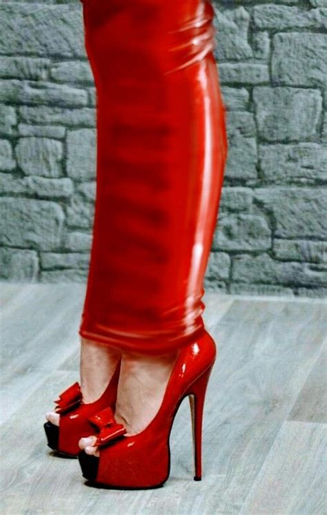 red latex hobble skirt hobble skirt heels platform high heels
