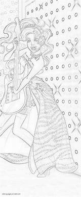 Barbie Coloring Pages Guitar Printable Royals Girls Rockn Template sketch template