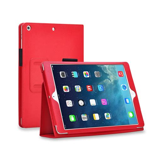 ipad mini case red slim fit synthetic leather folio case stand  smart cover auto sleep