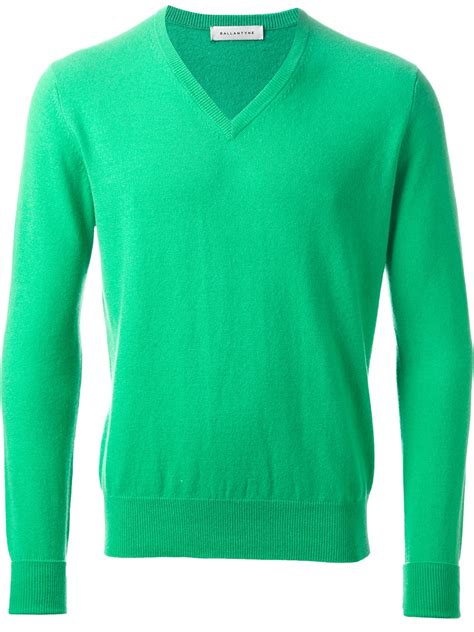 ballantyne vneck sweater in green for men mint lyst