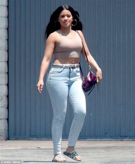 gina rodriguez flashes her tummy in nude crop top in la daily mail online