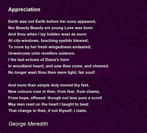 appreciation poem  george meredith poem hunter