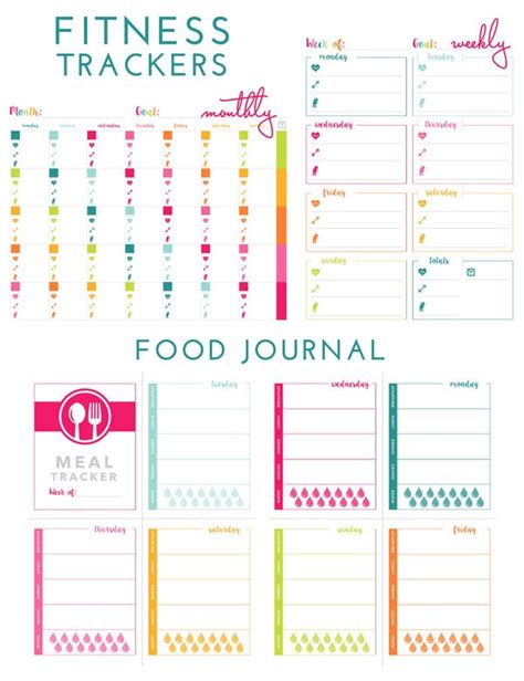 printable fitness trackers  food journal  homes