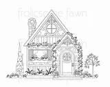 Coloring Adults Cottage Country Adult Pages House Colouring Cute Cottages Colour Books Drawings Embroidery Choose Board sketch template