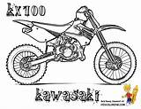 Dirt Motocross Bmx Quad Everfreecoloring Kawasaki Kx100 sketch template