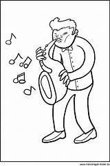 Musiker Malvorlage Ausmalbild Saxophon Melodie Datei sketch template