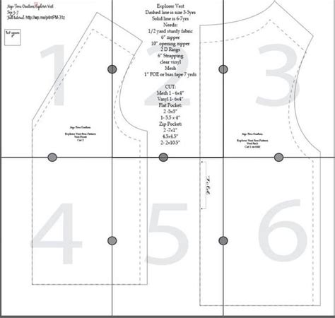 front   side   sewing pattern   top  numbers