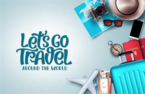 lets  travel vector background design lets  travel   world text  white empty