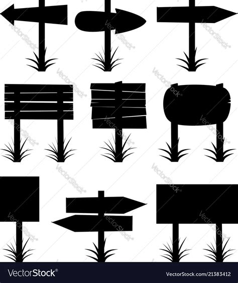 black  white collection  wooden signs vector image