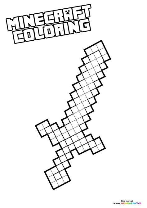 coloring pages minecraft sword updated