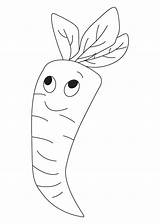 Carrot Coloring Cartoon Pages Vegetable Kids Outline Carrots Happy Choose Board Popular sketch template