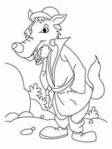 Wolf Coloring Pages Bad Big Walking Cartoon Dinner After Color Kids Cartoons Recommended Library Clipart Popular sketch template