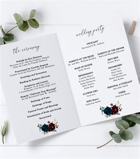 diy wedding program template booklet
