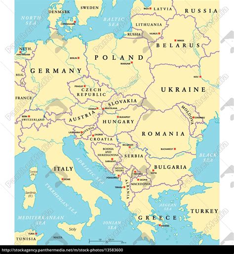 Mapa Político Da Europa Central Stockphoto 13583600