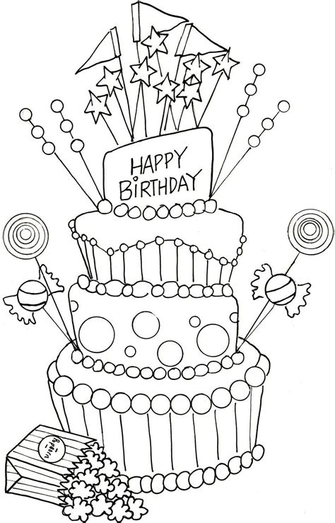 happy birthday party cake coloring page happy birthday mommy happy