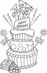 Birthday Coloring Happy Cake Pages Mom Drawing Party Printable Drawings Sheets Cards Easy Rocks These Visit Getdrawings Geburtstag Cakes Kids sketch template