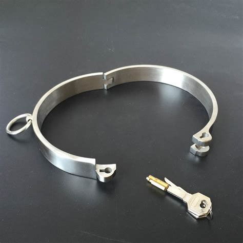 solid 304 stainless steel lockable neck collar bdsm bondage restraints