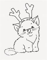 Christmas Cats Cat Coloring Pages Sliekje Reindeer Kitty Drawing Stamps Colouring Digi Choose Noel Board Chat Digital sketch template