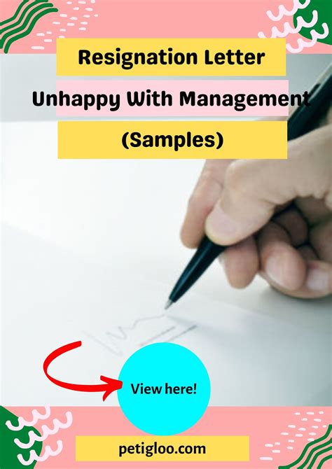 resignation letter unhappy  management samples optimistminds