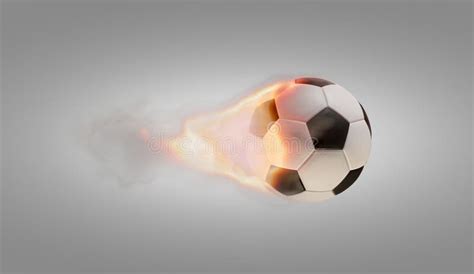 Soccer Ball Fire Flames Isolated On White 3d Illustration Stock