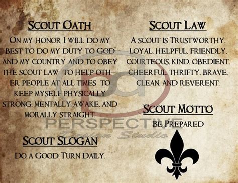 scout oath slogan law  motto  wall art  lorifillmore