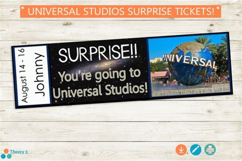 universal studios printable ticket adobe reader editable etsy