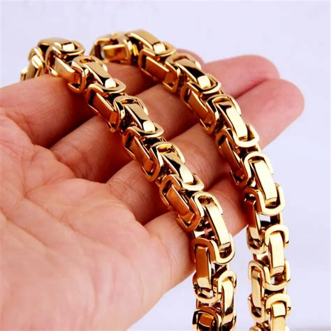 5 6 8mm customized any length gold tone byzantine stainless steel