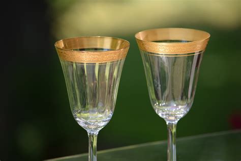 Vintage Gold Encrusted Wine Glasses Set Of 2 Morgantown Circa 1930 S