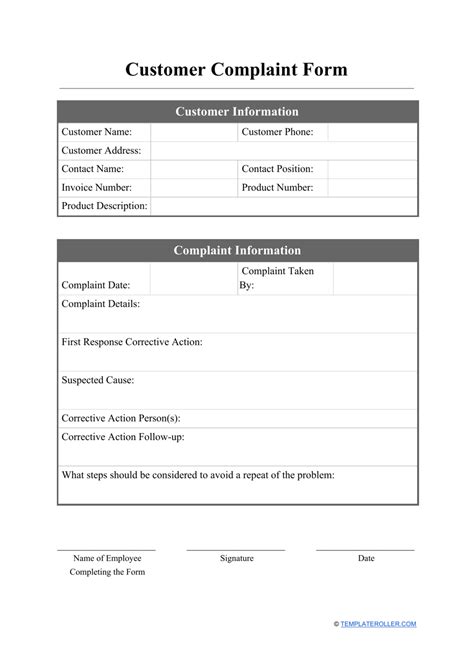 complaint forms template  sample  format template